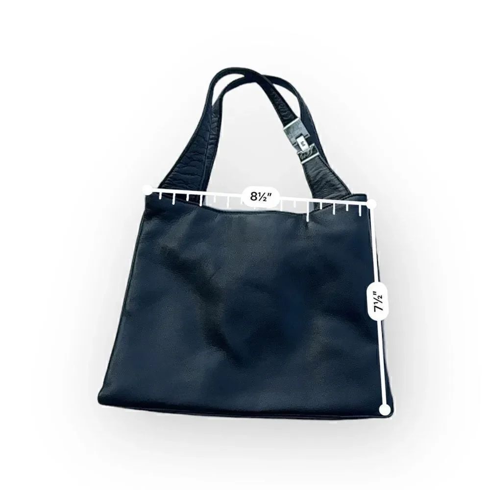 Leather Co. by Liz Claiborne top handle soft black handbag  8.5x7.5 - Picture 10 of 10
